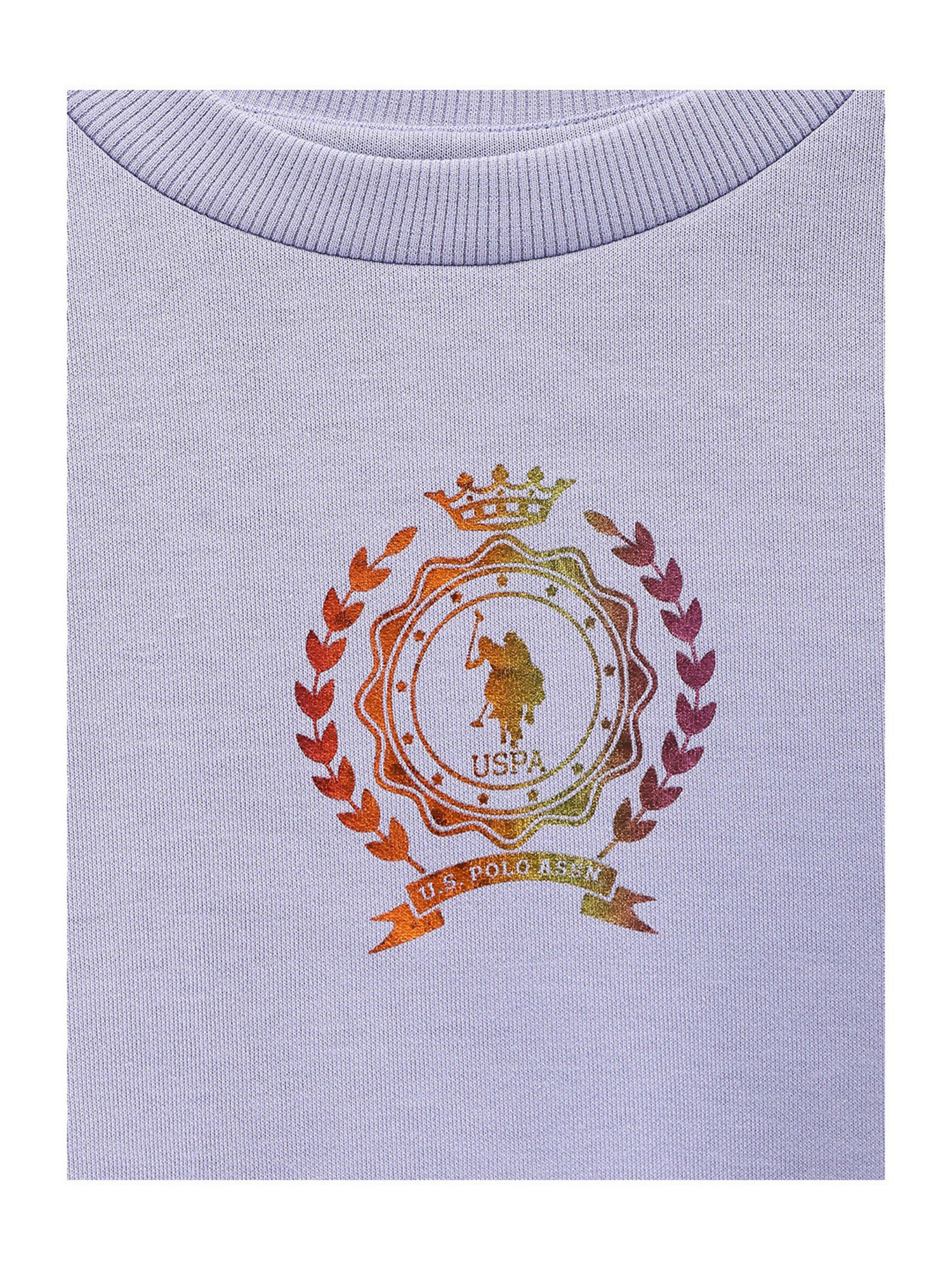 U.S. Polo Assn. Kids Purple Printed Full Sleeves Sweatshirt