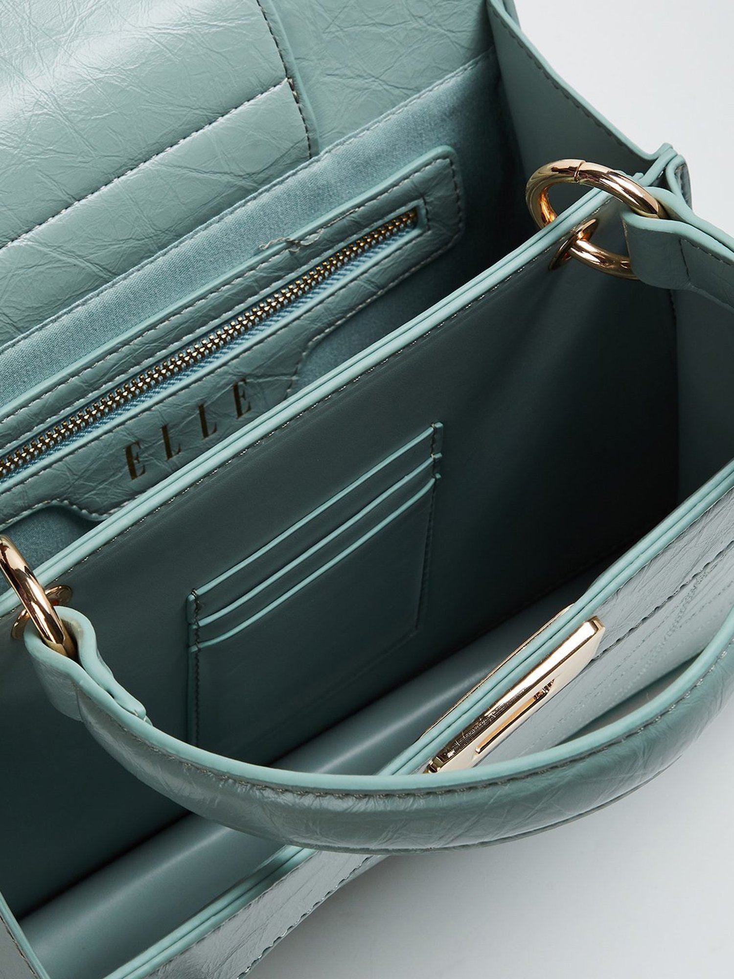Elle Teal Textured Satchel Handbag