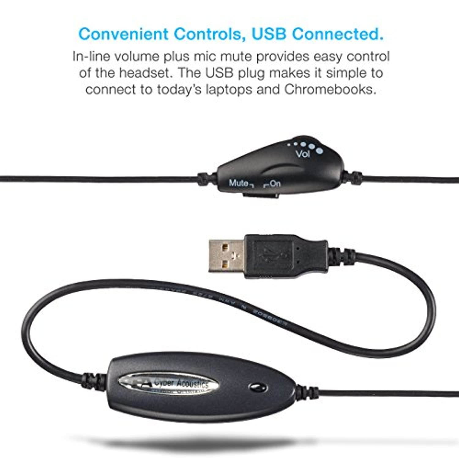 Cyber Acoustics Mono USB Headset,headphone with microphone, great for K12School Classroom and Education (AC-840) (AC-840)