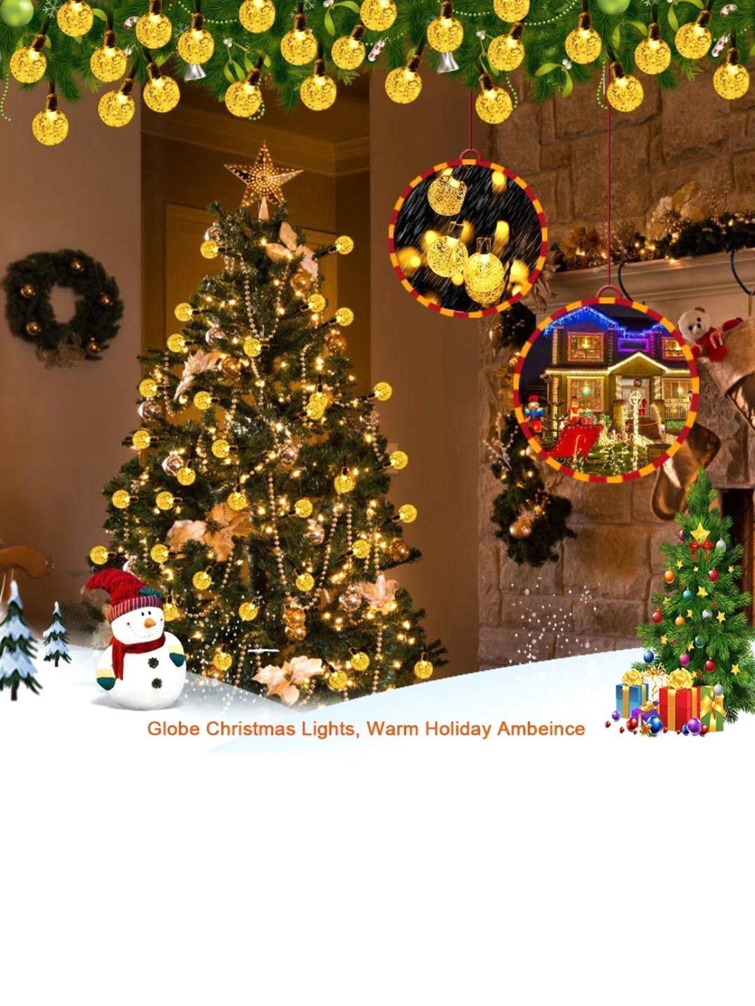 Xergy Crystal Ball LED String Fairy Lights Outdoor & Indoor for Home Decoration (Warm White)