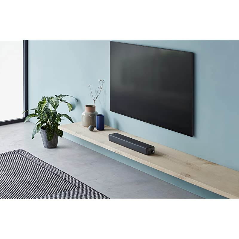 S200F 2.1ch Soundbar with built-in Subwoofer and Bluetooth Home Theater Audio for TV, (HT200F), easy setup, compact, home office use with clear sound black
