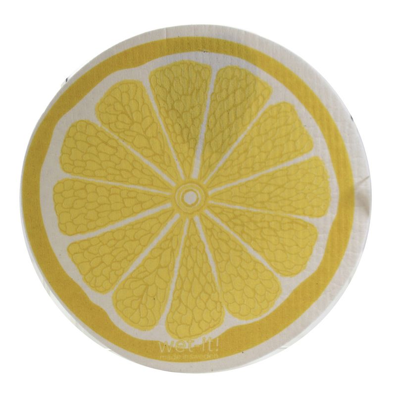 Swedish Dish Cloth 9.25" Orange Lime & Lemon Round Slice Absorbant Cleaning  -  Dish Cloth