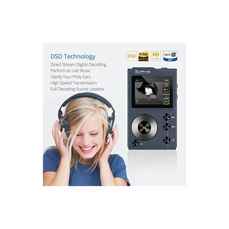 F20 HiFi MP3 Player with Bluetooth Lossless DSD High Resolution Digital Audio Music Player HighRes Portable Audio Player with 32GB Memory Card Support up to 256GB