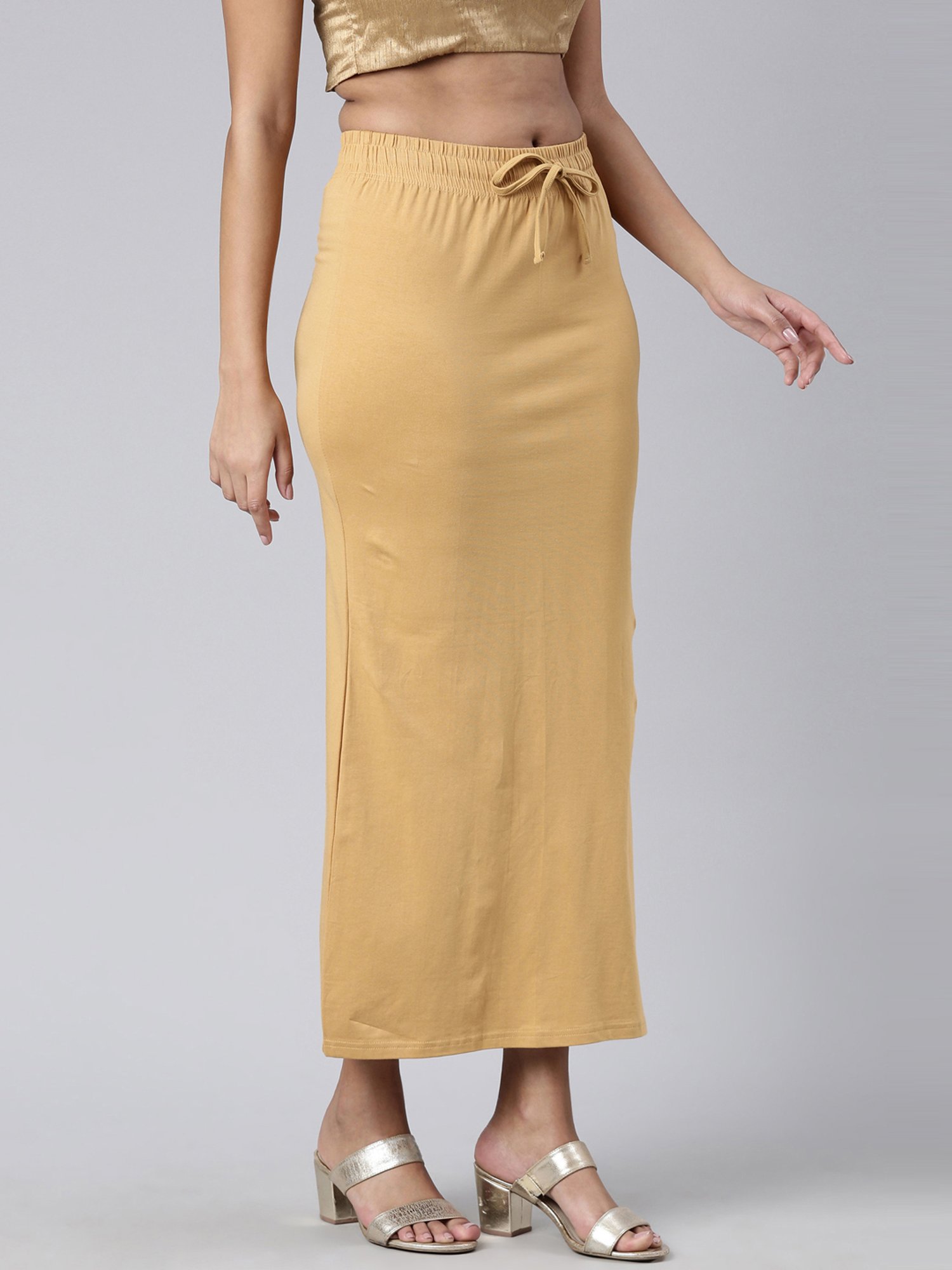 JCSS Beige Cotton Saree Shapewear