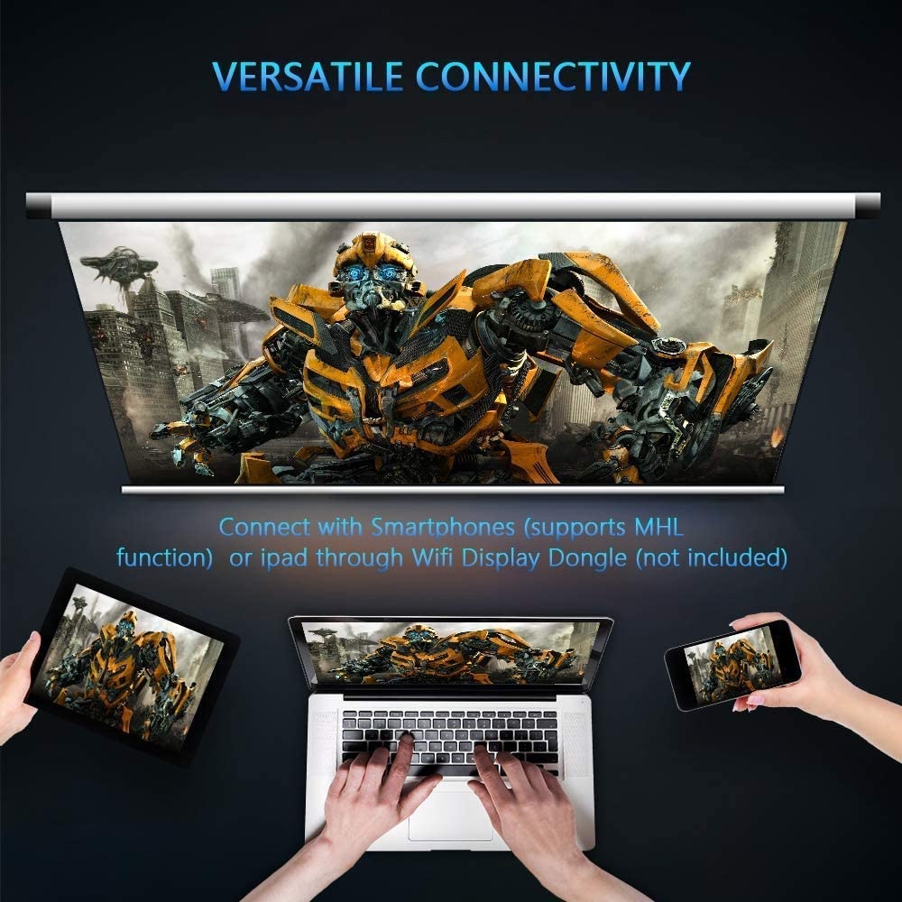 Projector for Outdoor Movies 7000 Lux 1080P projectors with max 400" Diagonal,Support 4K Dolby and Zoom,Business & Home & Outdoor Projector Compatible with TV Stick,HDMI,VGA,USB, Smartphone,PC,Xbox