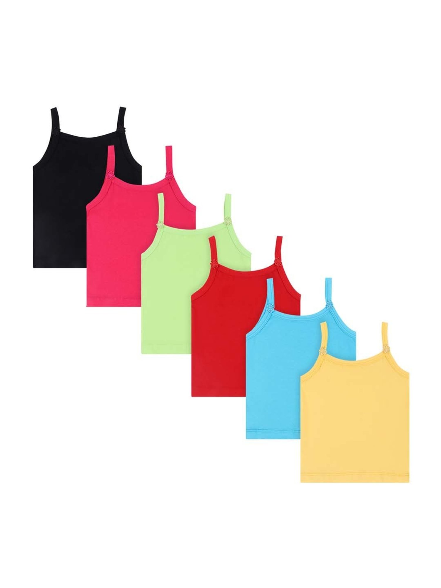 Dyca Kids Multicolor Cotton Solid Vest (Pack of 6)
