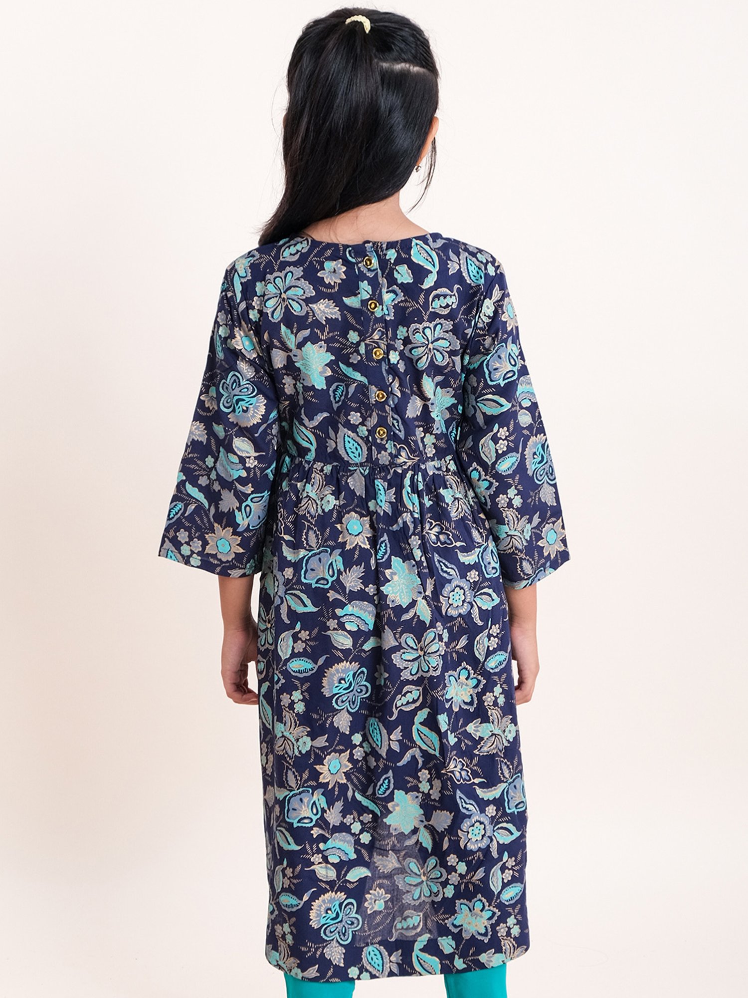 Peppermint Kids Navy Regular Fit Kurta Set