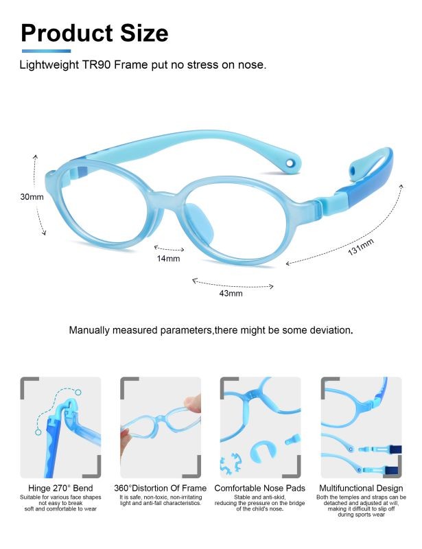 Computer Blue light Glasses for kids Anti Eyestrain & UV Protection, Gaming TV Screen Glasses For Boys Girls Age ( Blue)