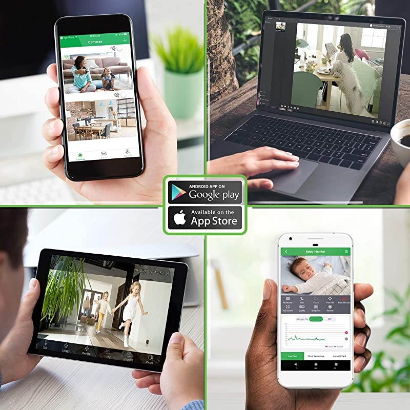 Amcrest  WiFi Camera Pet Dog Camera Nanny Cam with TwoWay Audio Baby Monitor with Cell Phone App PanTilt WiFi Wireless IP Camera Micro SD Card RTSP Cloud Night Vision M1B