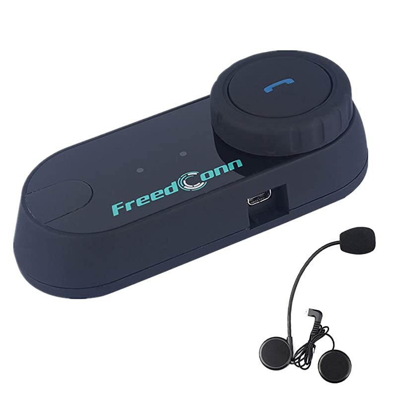 Motorcycle Communication System, T-COMVB Helmet Bluetooth Headset Intercom with Soft Corded Microphone for Motorbike Skiing (Range-800M/2-3Riders Pairing/Black)
