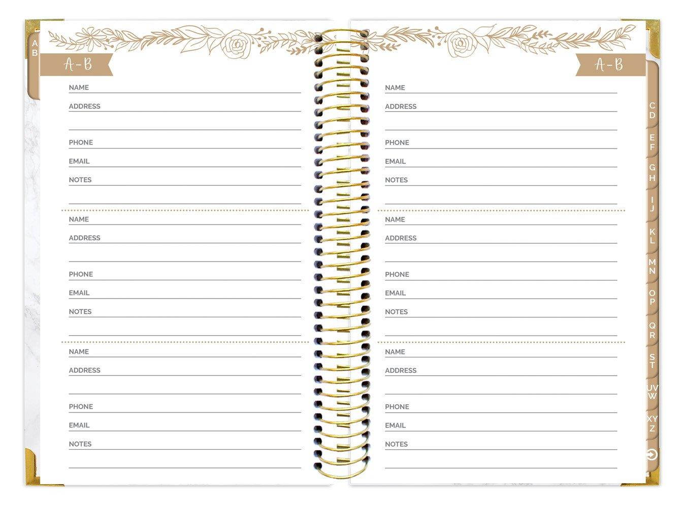 bloom daily planners New and Improved Hard Cover Contacts/Address Book - 6" x 8.25" - Marble