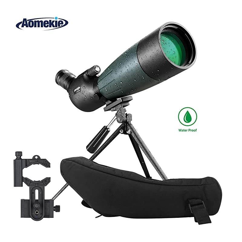 Spotting Scope 2060X80 with Tripod Phone Adapter Case  Sighting Hunting Bird Watching Waterproof Fogproof FMC BAK4 45&deg;Angled Monocular Telescope