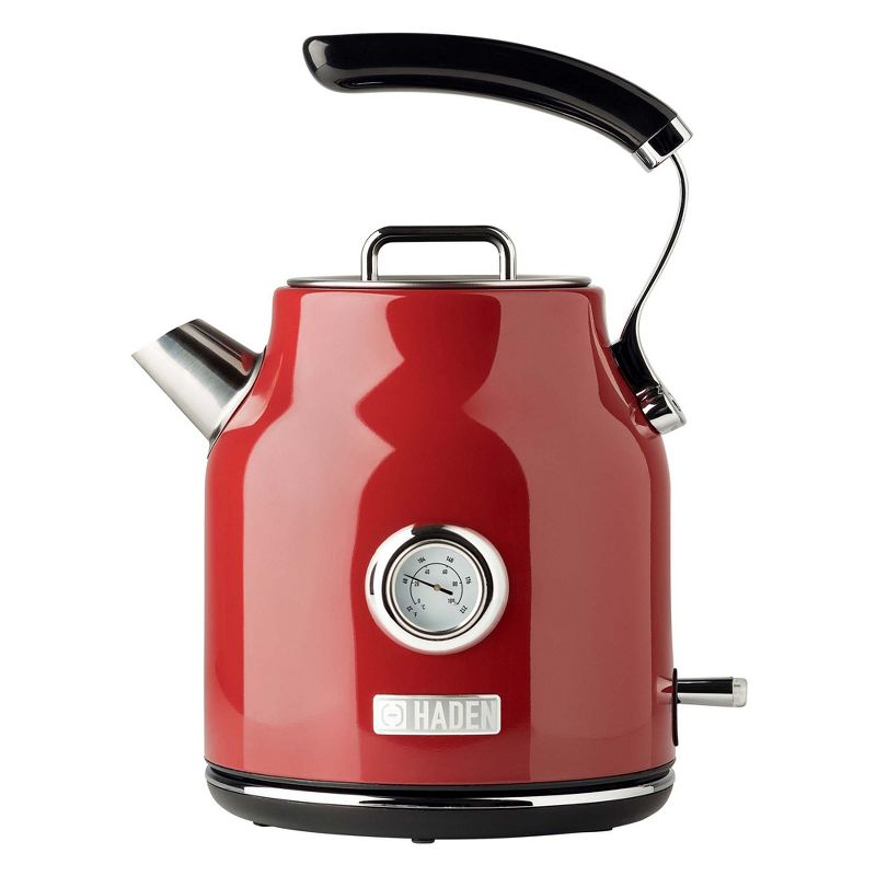 Haden Dorset Wide Slot Stainless Steel 2 Slice Retro Toaster & Dorset 1.7 Liter Stainless Steel Electric Water Kettle, Red