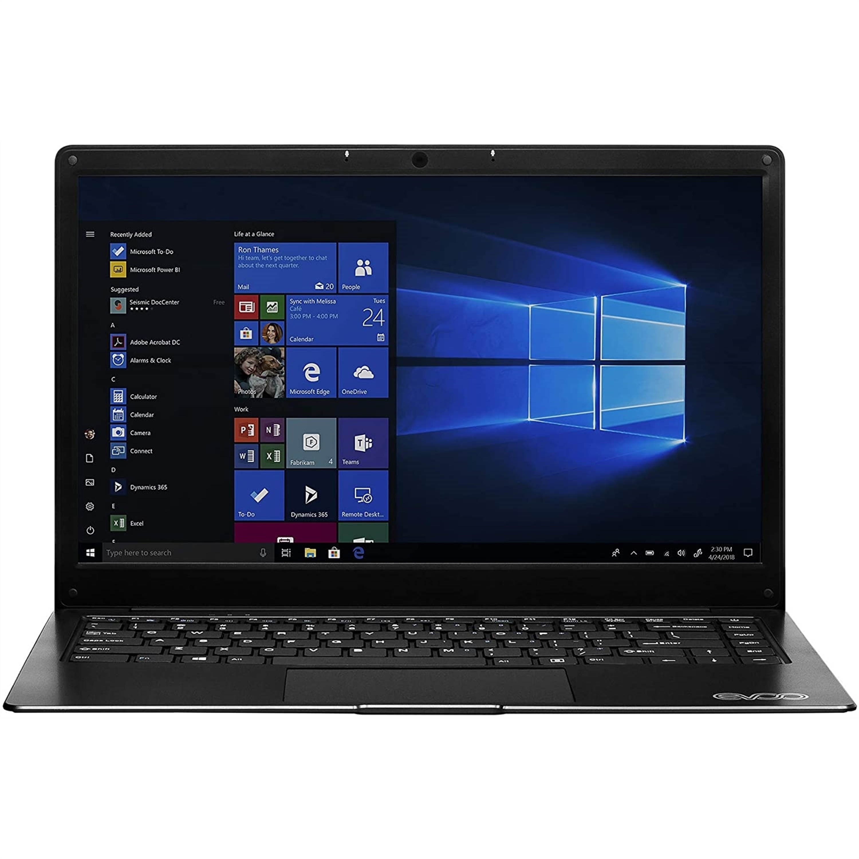EVOO Ultra Thin (EVC141-6BK) Laptop, 14.1" FHD Display, Intel Celeron N3350 Upto 2.4GHz, 4GB RAM, 64GB eMMC, Micro HDMI, Card Reader, Wi-Fi, Bluetooth, Windows 10 Home S