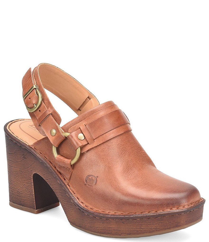 Born Hudson Leather Sling Strap Harness Clogs
