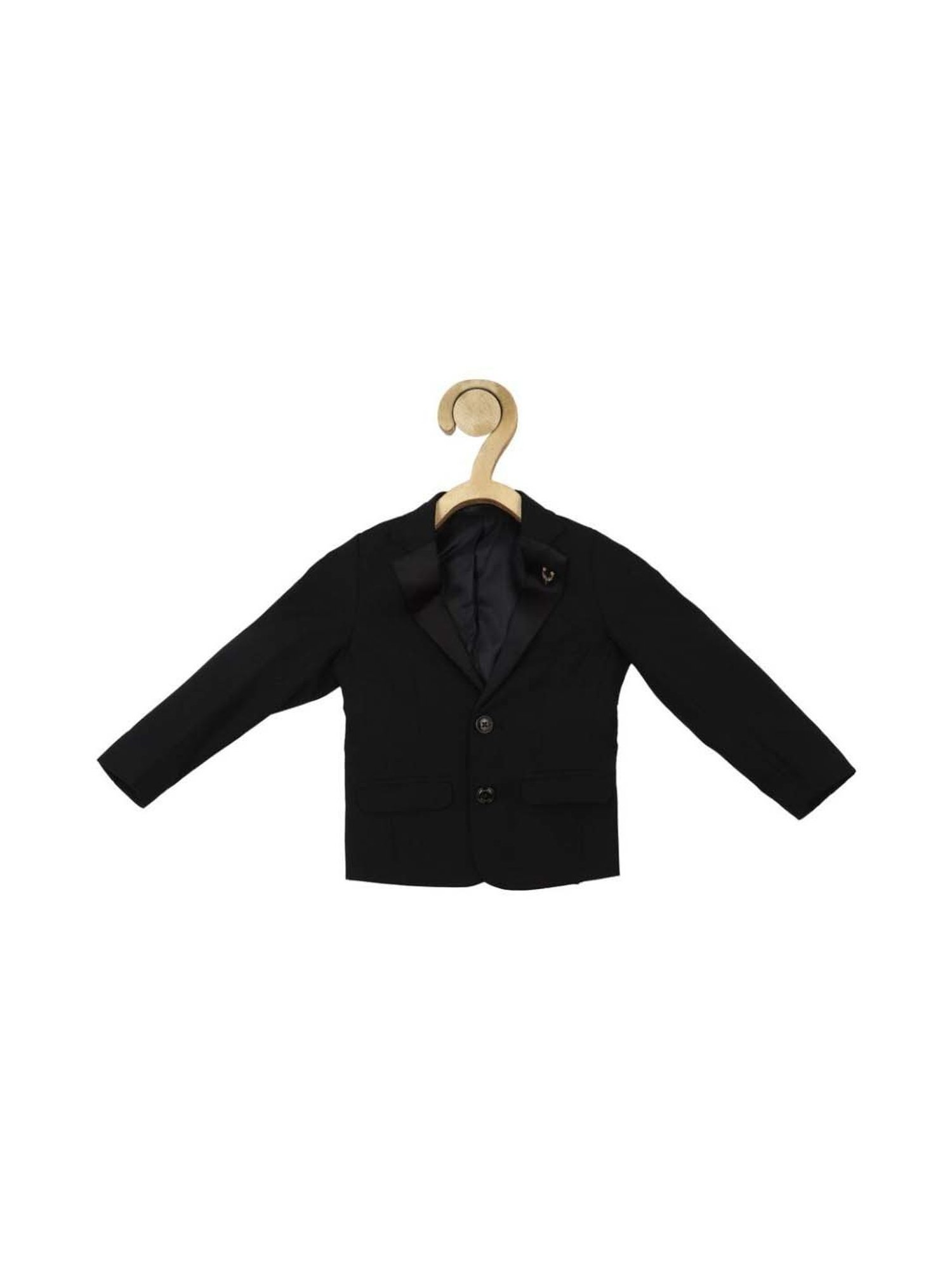 Allen Solly Junior Black Cotton Regular Fit Full Sleeves Blazer