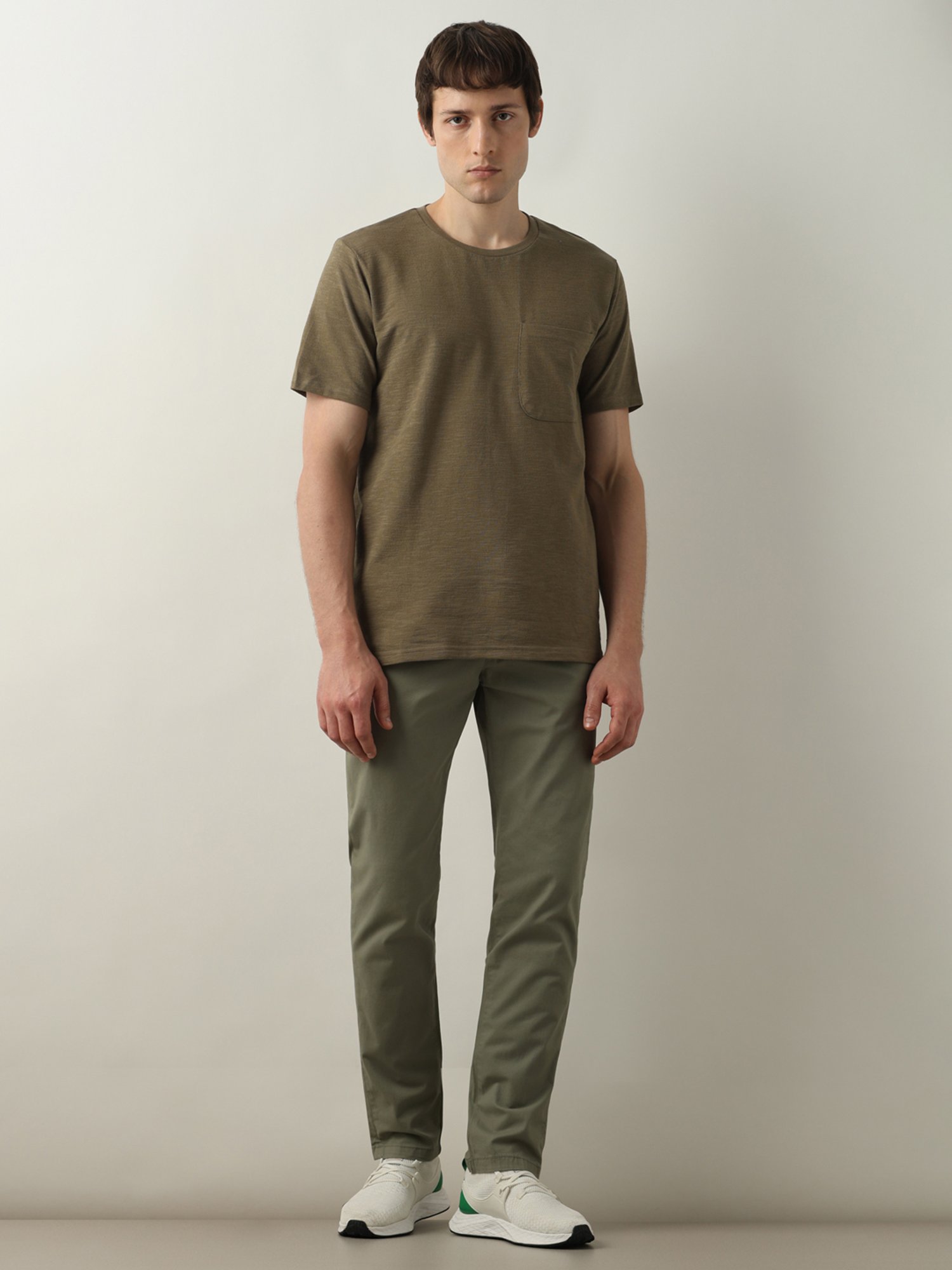 SELECTED HOMME Burnt Olive Regular Fit Cotton Crew T-Shirt