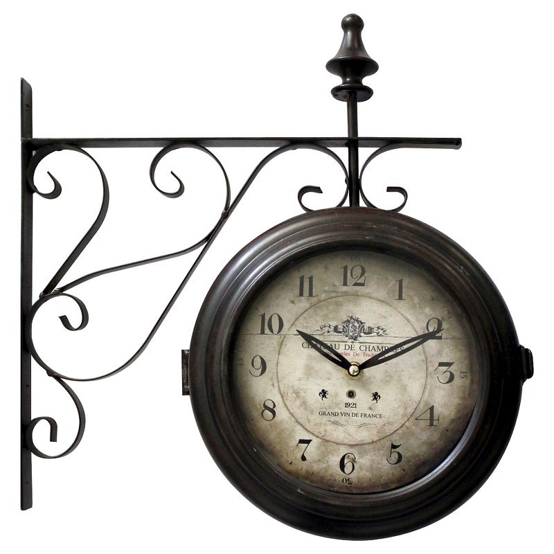 20" Metal Cut Out Roman Numeral Wall Clock Black - Patton Wall Decor