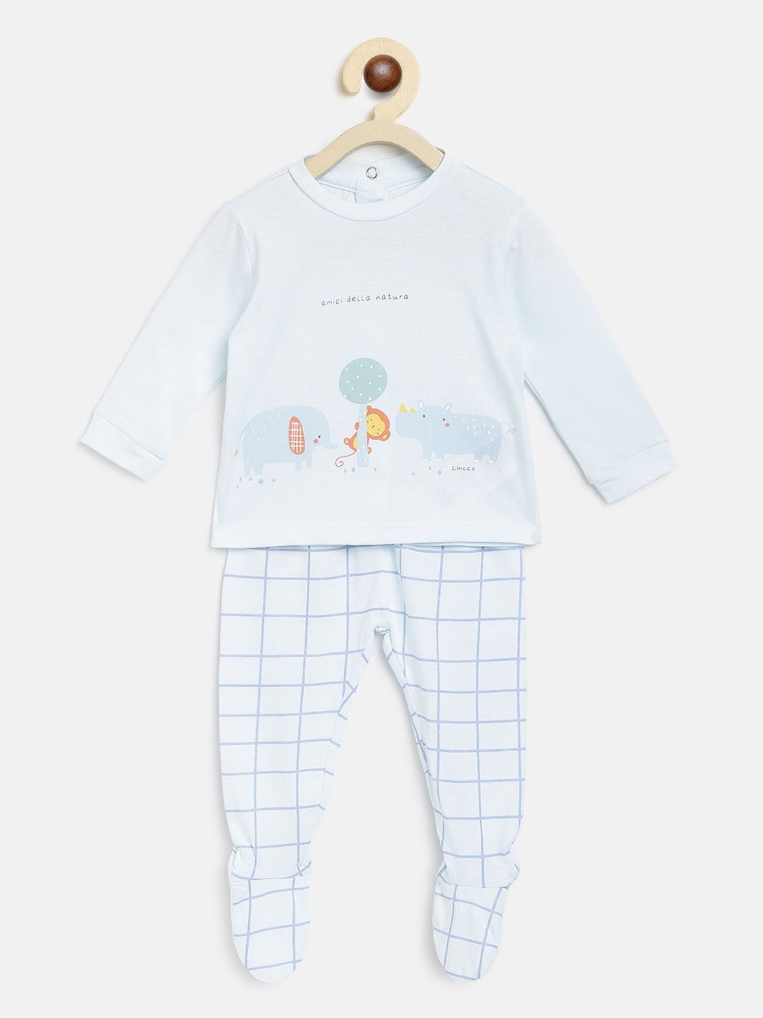 Chicco Kids Light Blue Printed T-Shirt with Pants