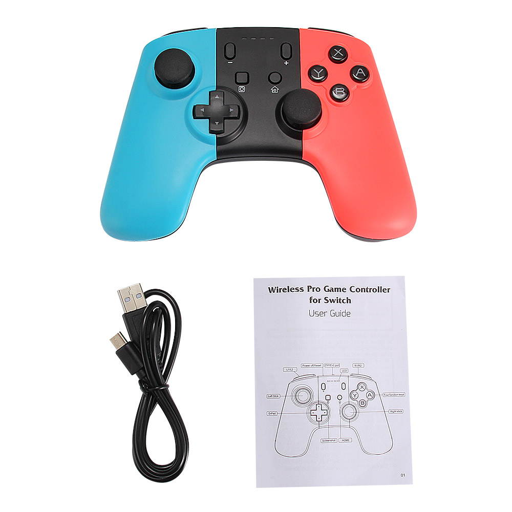 JRH-8576 Wireless Pro Controller Bluetooth V3.0 Vibration Gamepad for Switch - Blue Red