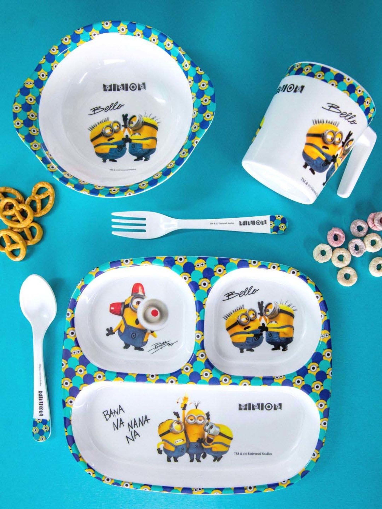 Servewell Minions Yellow Melamine Kids 5Pcs Dinner Set (0.67 L)