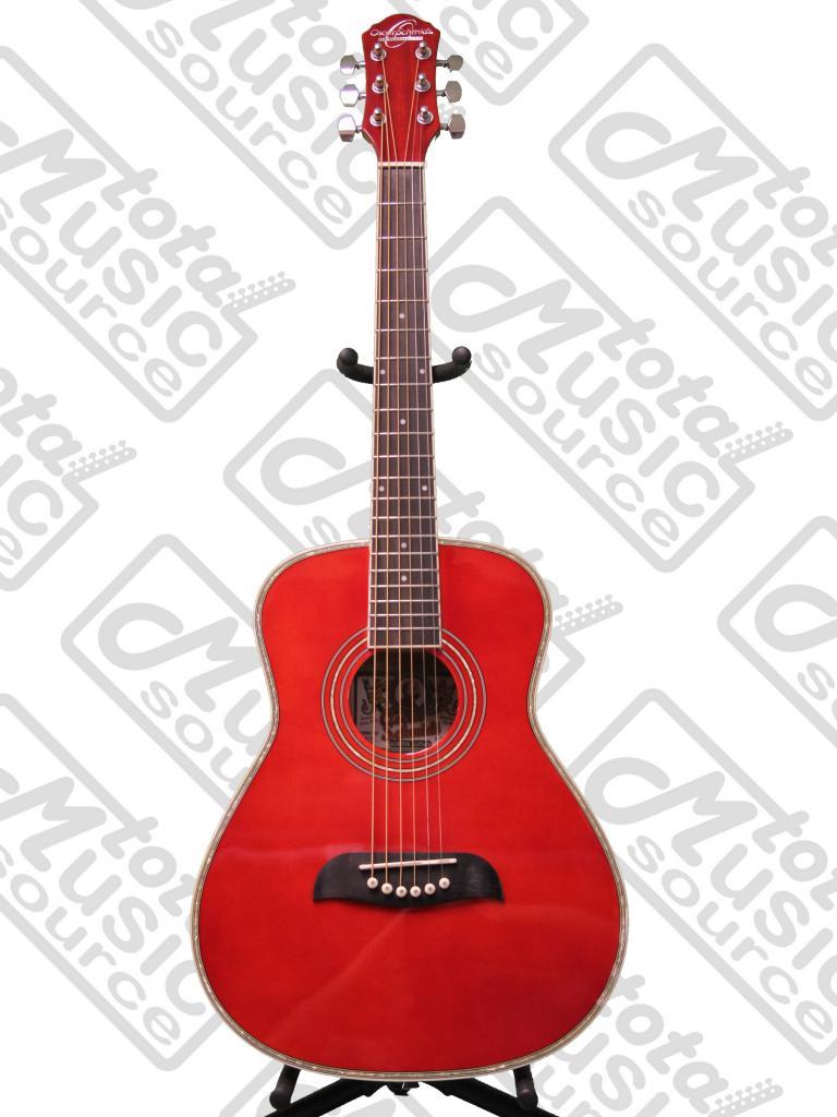Oscar Schmidt 1/2 Size Acoustic Guitar,Trans Red, OGHSTR