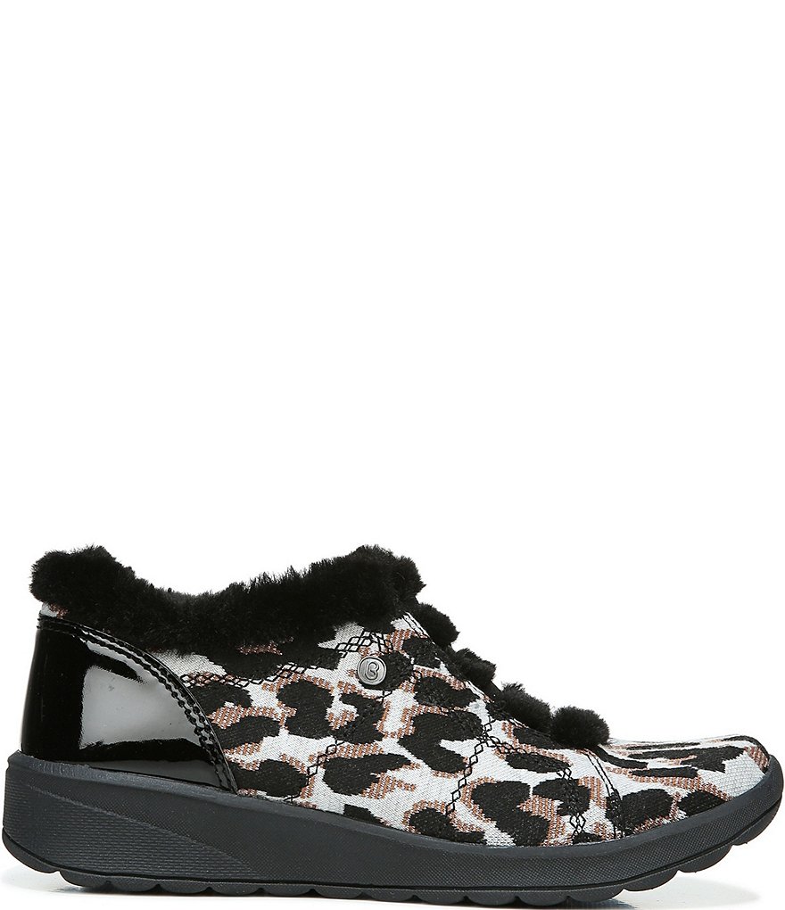 Bzees Premium Golden Leopard Print Faux Fur Lined Washable Wedge Booties