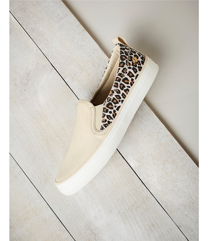 Sperry Women's Crest Twin Gore Leopard Print Slip-On Sneakers