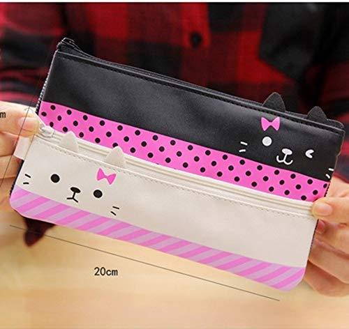 Funny live Contracted Cat Pencil Case, Pen Bag, Creative Learning Products, Large, White