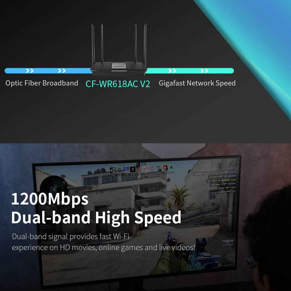 COMFAST Dual Band 2.4G 5G WiFi Router 4 Antenna 1200M Wireless Signal Extender Dual-Band Wireless Router Wifi Repeater