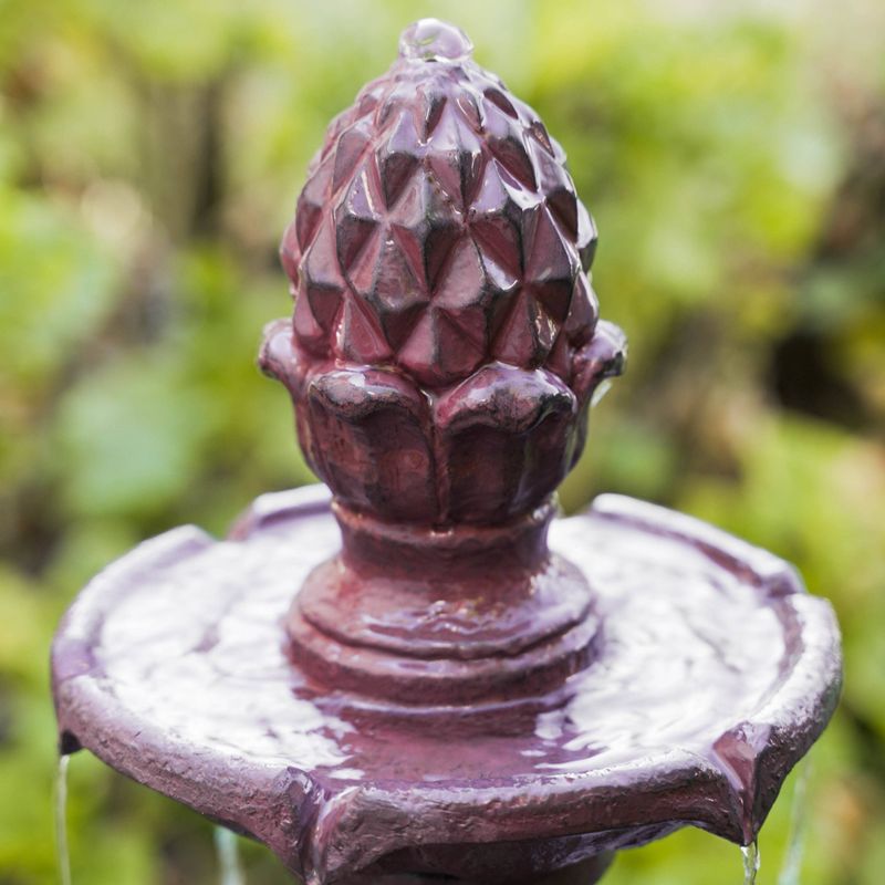 52" 3 Tier Freestanding Plastic Leaf Design Outdoor Birdbath and Birdfeeder Brown - XBrand