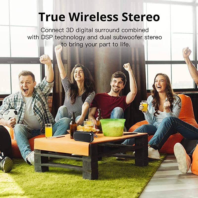 Bluetooth Speaker IPX7 Speaker Bluetooth Wireless Outdoor Portable Speakers TWS Stereo Rich Bass 12H Playtime with Microphone for Shower Bath Pool Boat Beach Home Party Travel