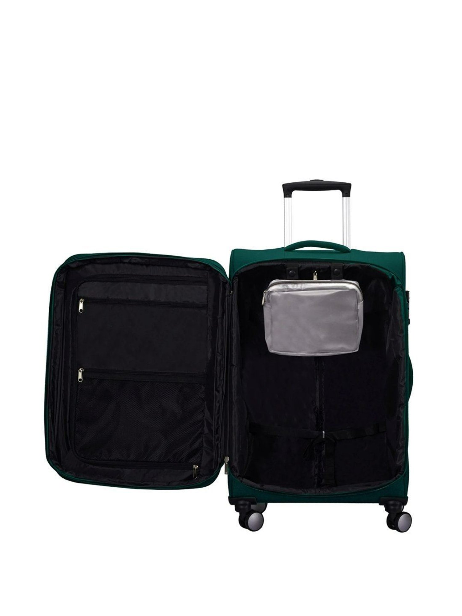 Carriall Green 4 Wheel Small Soft Cabin Trolley - 49.5 cm