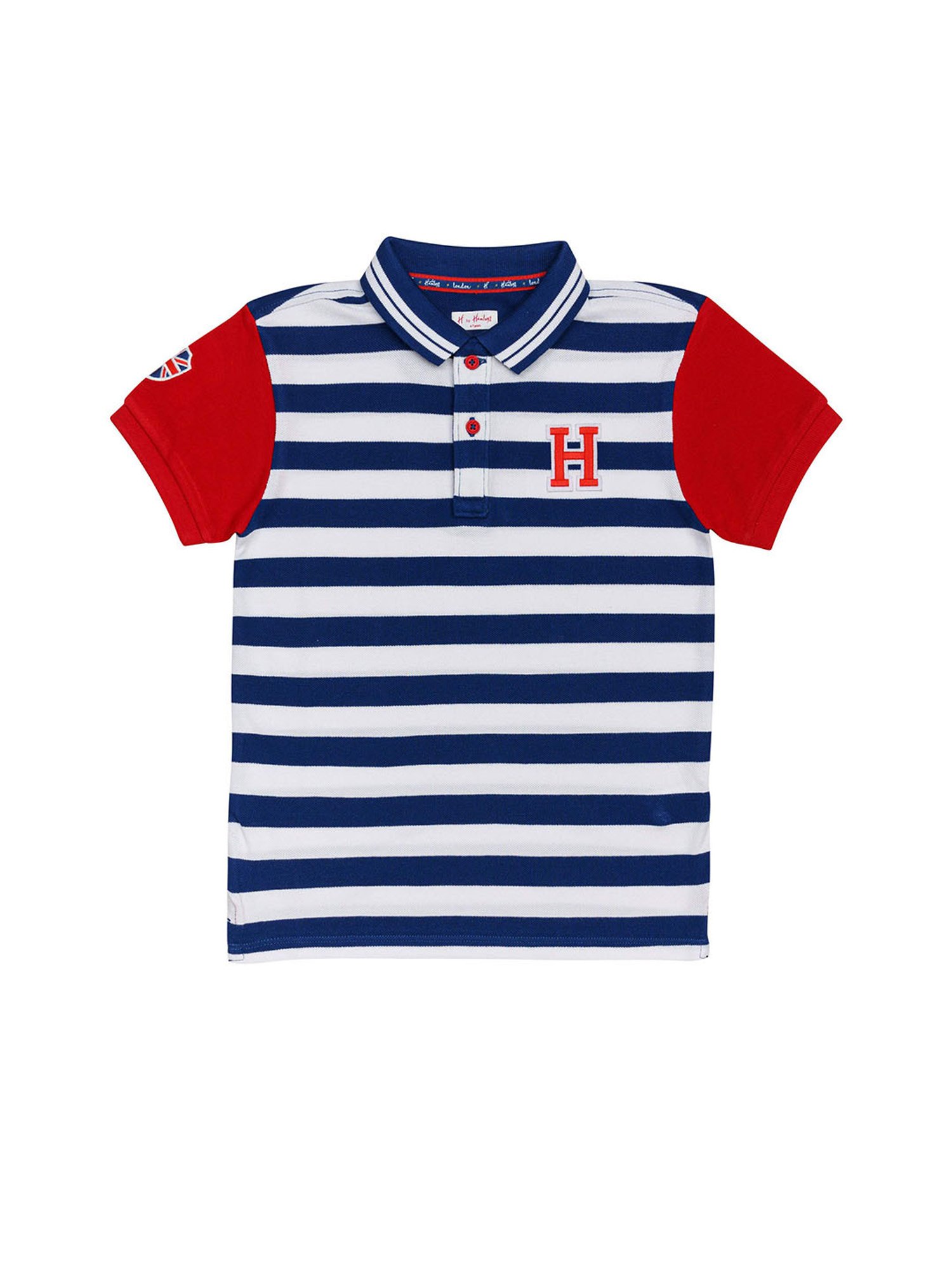 H by Hamleys Boys Navy Striped Polo T-Shirt