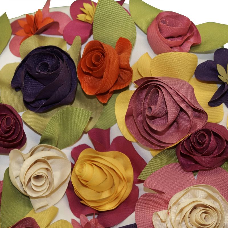 15" x 15" Dimensional Spring Floral Round Decorative Patio Throw Pillow - Edie@Home