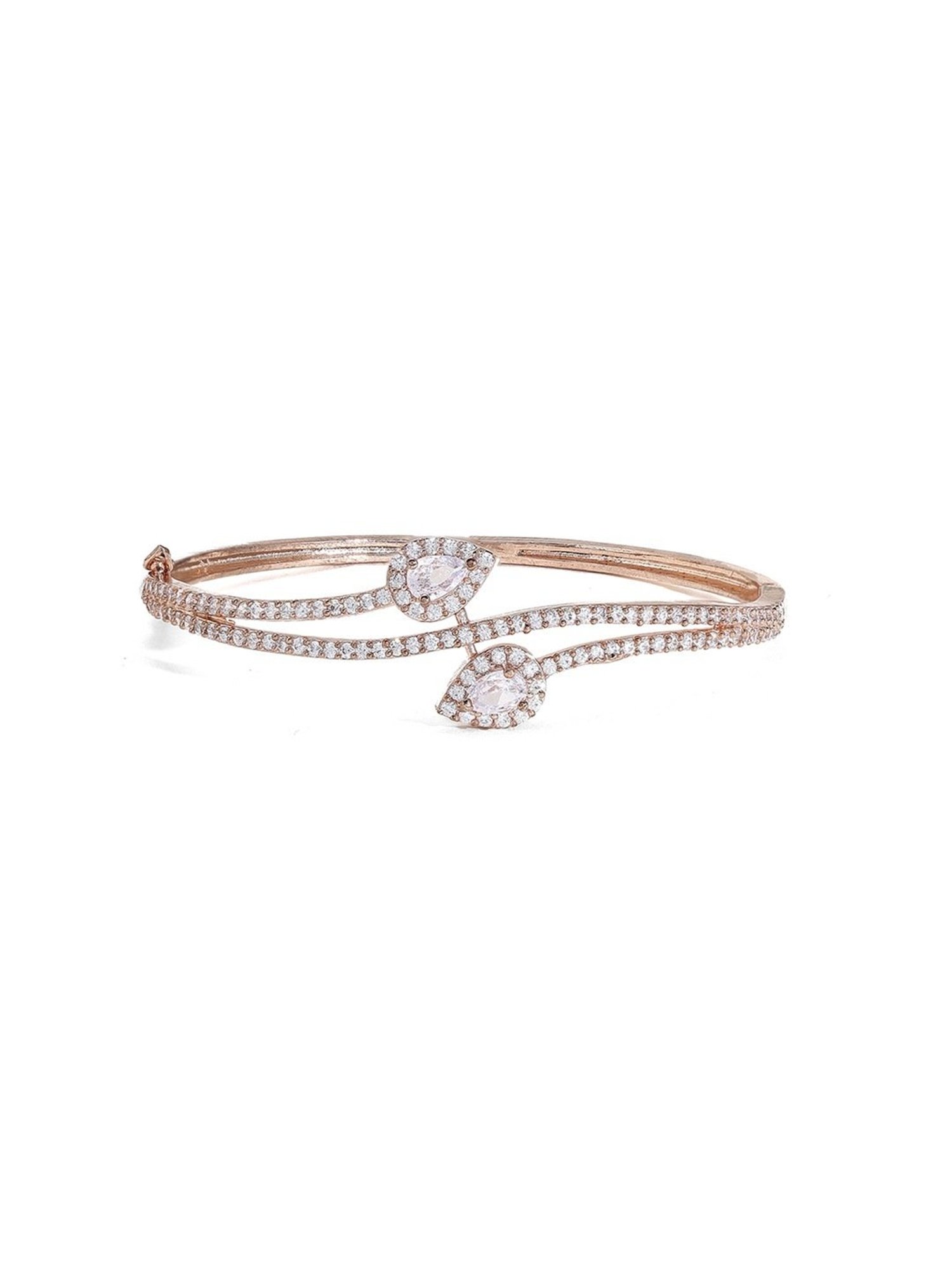 Priyaasi Rose Gold-Plated Bracelet with Graceful Leaf Design