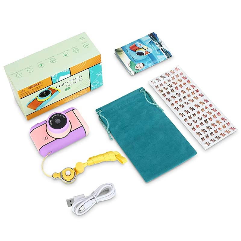 Kids Camera for Girls Age 310Years Old 24MP Dual Lens Kid Digital Camera 1080P 24 LCD Blue Screen Video Camcorder USB Rechargeable Selfie Camera with 32GB SD Card