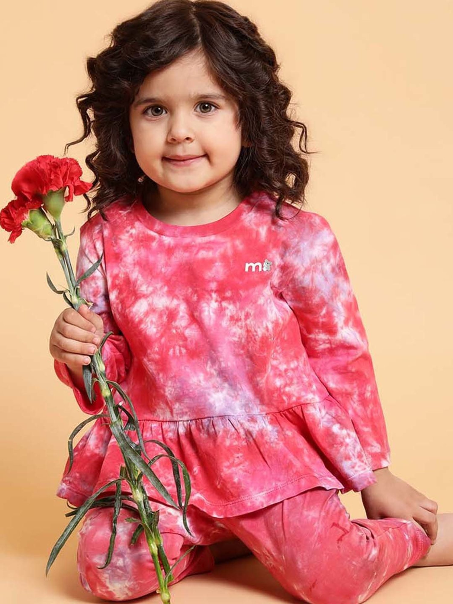 MiArcus Kids Red & White Cotton Over Dyed Full Sleeves Top