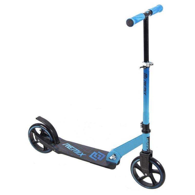 Huffy Remix Folding Inline Scooter with Oversized 200mm Wheels for Kids Ages 8 and Over, Lightweight and Durable Design, Blue
