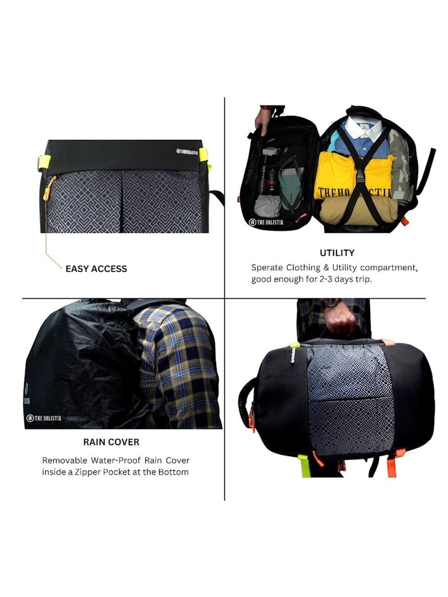 THE HOLISTIK Traverse 37 Ltrs Black Large Laptop Backpack