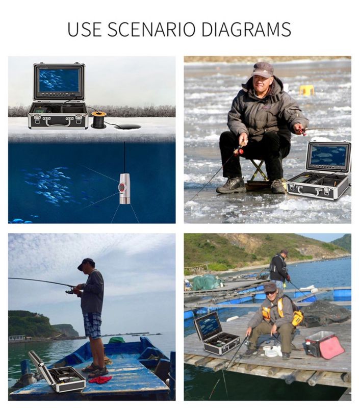 15m Dual lens 9" HD LCD Monitor Fish Finder Underwater Fishing Video Recording DVR