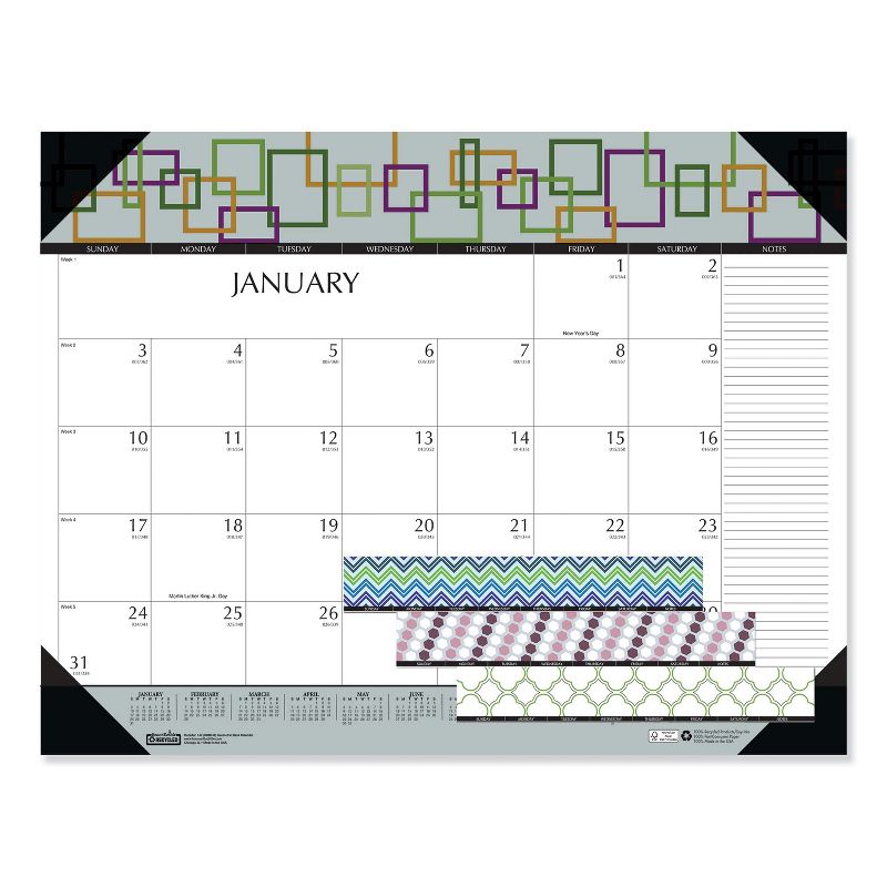 House of Doolittle 100% Recycled Geometric Desk Pad Calendar, 22 x 17, 2021 149