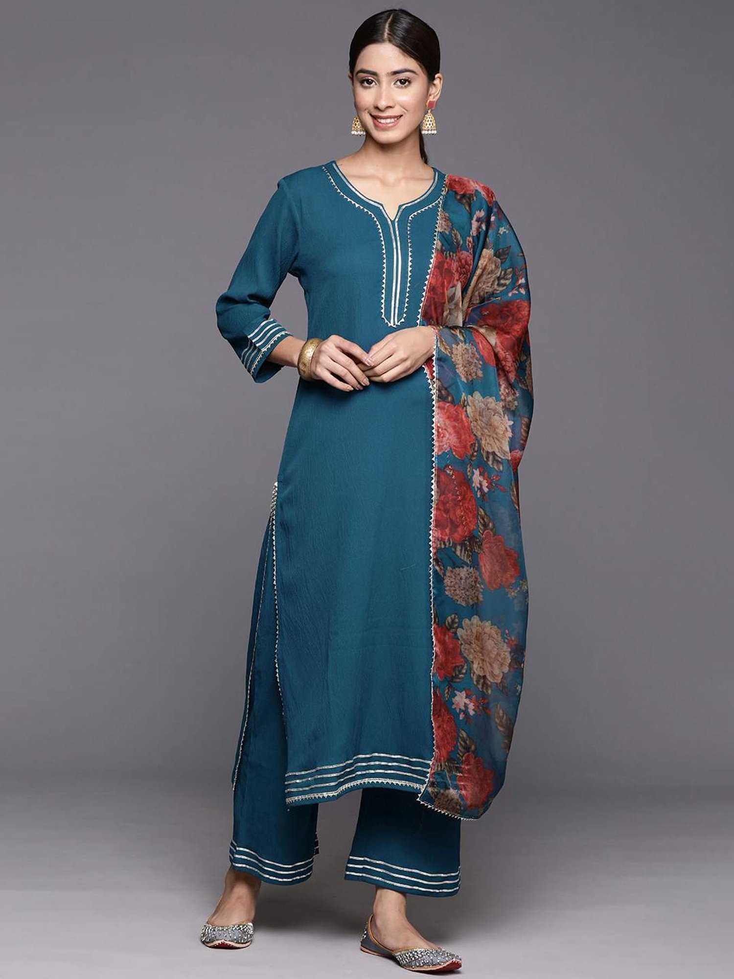Varanga Blue Kurta Pant Set With Dupatta