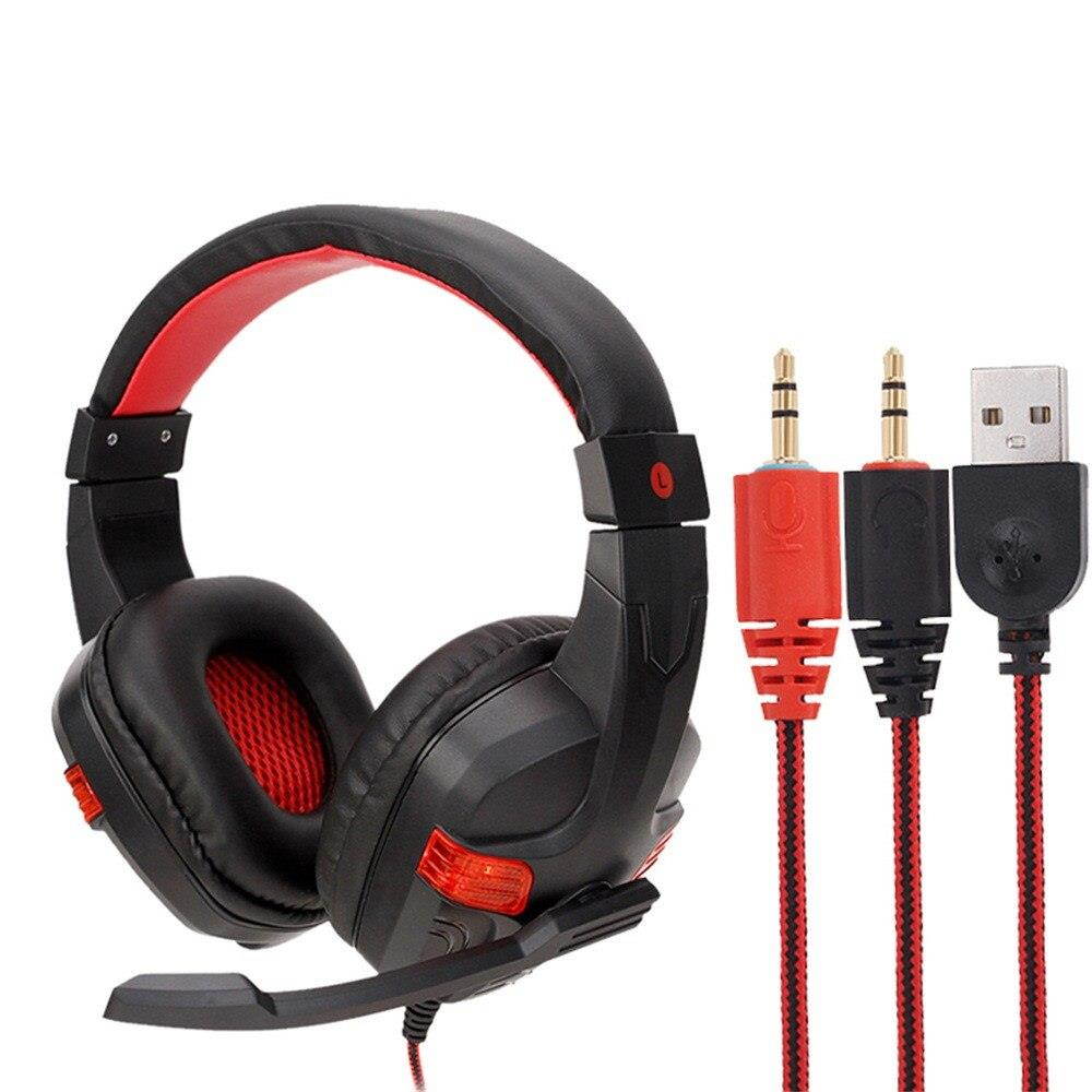 USB Wired LED 3.5mm Gaming Headset Headphones with Mic for PC Laptop Phone Mic Noise Cancelling LED Lights Headset HOT