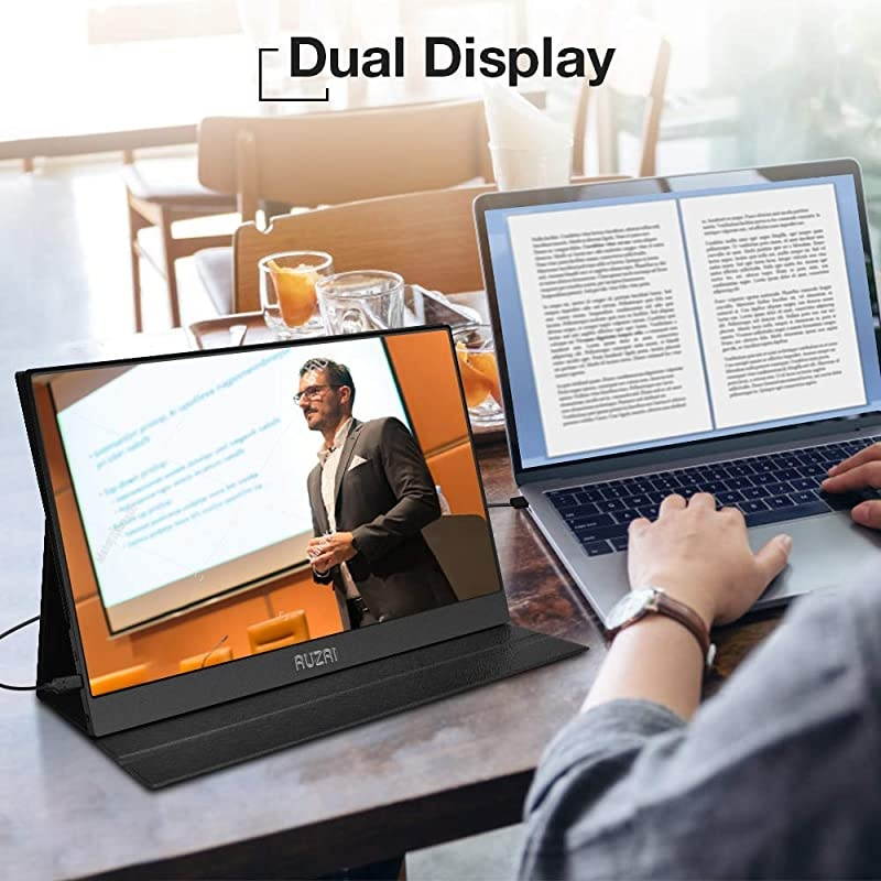 Portable Monitor -  15.6" Ultra Slim Portable Computer Monitor, FHD IPS Panel & USB-C HDMI, 100% sRGB HDR Monitor, Eye Saver & Flicker Free for Desktop Laptop PC Smartphone Xbox PS4