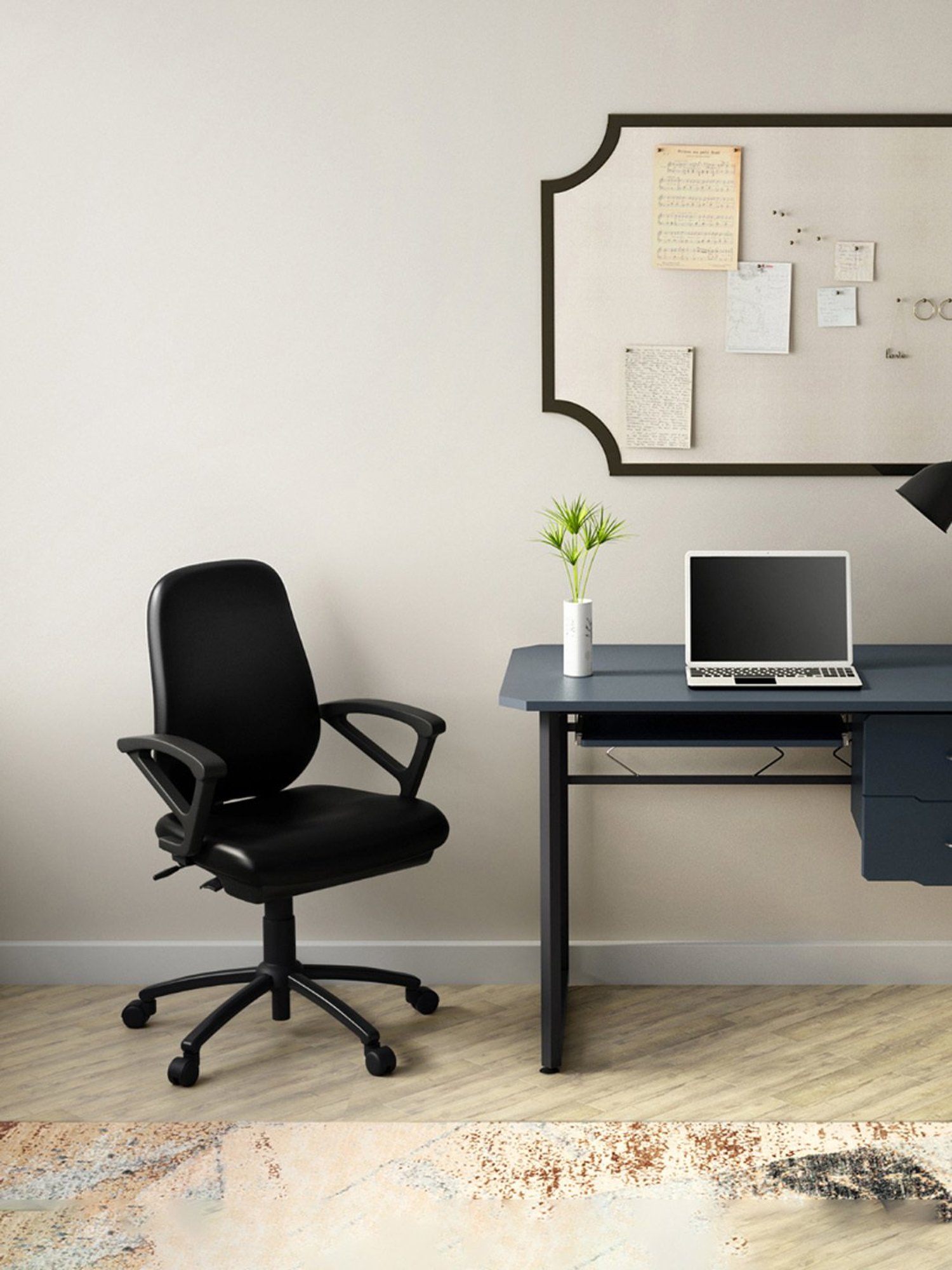 Godrej Interio Virtue Black Mild Steel Leatherette Study Chair