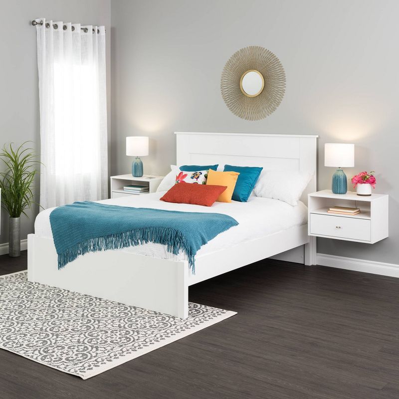 Floating 1 Drawer Nightstand with Open Shelf White - Prepac