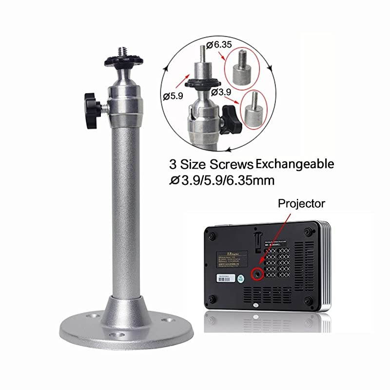 Mini Ceiling Projector Mount for Projectors CCTV DVR Cameras  Angle Adjustable Projection Length 175mm688in Silver