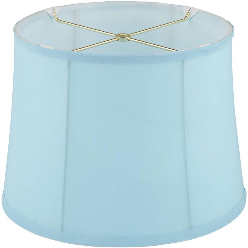 Springcrest Set of 2 Soft Blue Medium Drum Lamp Shades 11.5" Top x 13.5" Bottom x 10" Slant x 10" High (Spider) Replacement with Harp and Finial