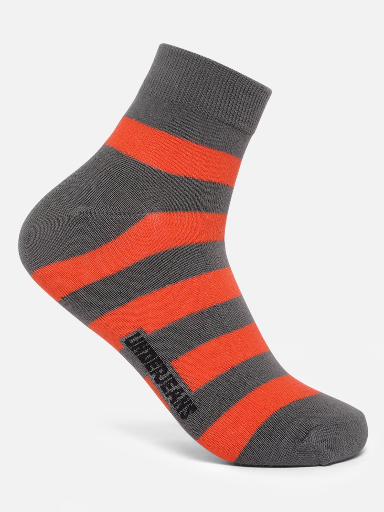 UnderJeans by Spykar Grey & Orange Striped Socks - Pack of 2